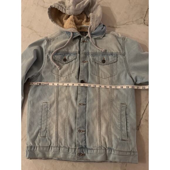 Brooklyn Cloth Jean Jacket Sz S Men’s Sherpa Lining Gray Hoodie Denim - Picture 9 of 12